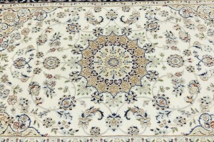 Cream Floral 4X6 Indo-Nain Oriental Rug