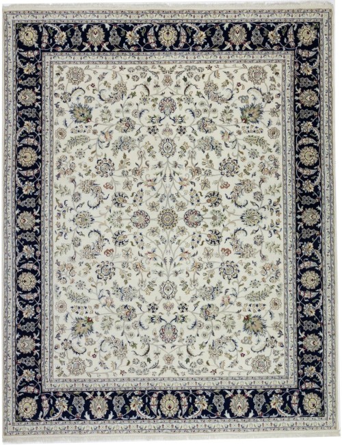 Cream Floral 8X10 Indo-Nain Oriental Rug