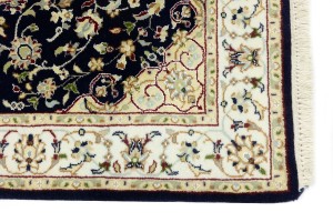 Dark Navy Floral 3X4 Indo-Nain Oriental Rug