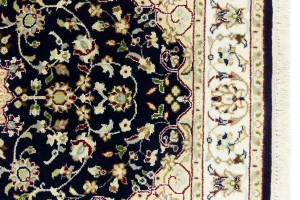 Dark Navy Floral 3X4 Indo-Nain Oriental Rug