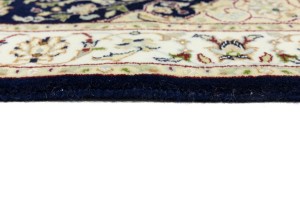 Dark Navy Floral 3X4 Indo-Nain Oriental Rug