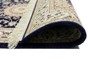 Dark Navy Floral 3X4 Indo-Nain Oriental Rug