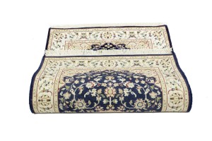 Dark Navy Floral 3X4 Indo-Nain Oriental Rug