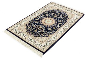 Dark Navy Floral 3X4 Indo-Nain Oriental Rug