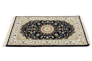 Dark Navy Floral 3X4 Indo-Nain Oriental Rug