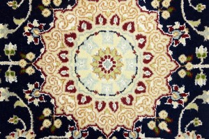Dark Navy Floral 3X4 Indo-Nain Oriental Rug