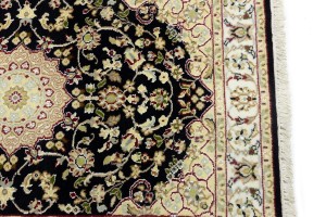 Dark Navy Floral 3X12 Indo-Nain Oriental Runner Rug
