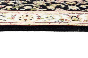 Dark Navy Floral 3X12 Indo-Nain Oriental Runner Rug