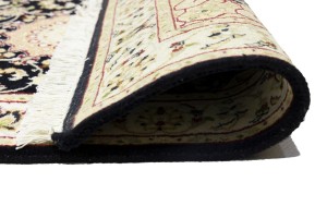 Dark Navy Floral 3X12 Indo-Nain Oriental Runner Rug