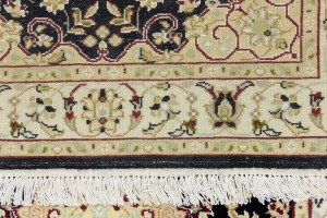 Dark Navy Floral 3X12 Indo-Nain Oriental Runner Rug