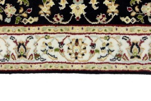 Dark Navy Floral 3X12 Indo-Nain Oriental Runner Rug