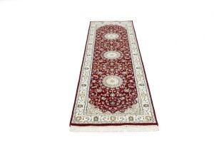 Red Floral 3X8 Indo-Nain Oriental Runner Rug