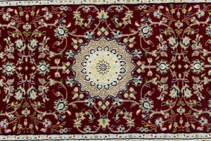 Red Floral 3X8 Indo-Nain Oriental Runner Rug