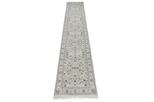 Cream Floral 3X13 Indo-Nain Oriental Runner Rug