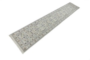Cream Floral 3X13 Indo-Nain Oriental Runner Rug