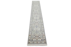 Cream Floral 3X13 Indo-Nain Oriental Runner Rug