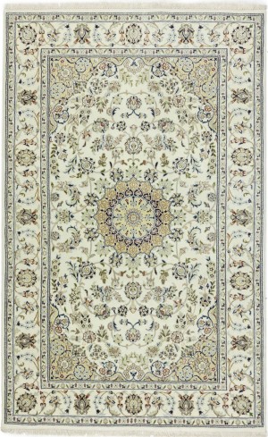 Cream Floral 5X8 Indo-Nain Oriental Rug