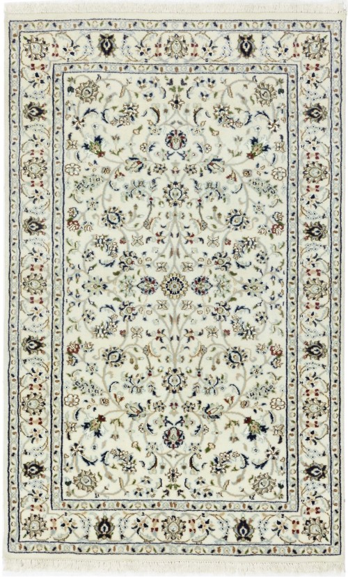 Cream Floral 3X5 Indo-Nain Oriental Rug