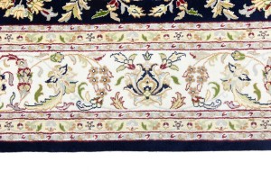 Dark Navy Floral 10X14 Indo-Nain Oriental Rug