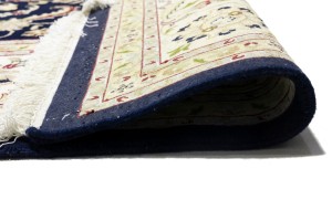 Dark Navy Floral 10X14 Indo-Nain Oriental Rug