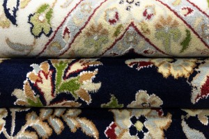 Dark Navy Floral 10X14 Indo-Nain Oriental Rug