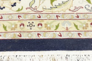 Dark Navy Floral 10X14 Indo-Nain Oriental Rug