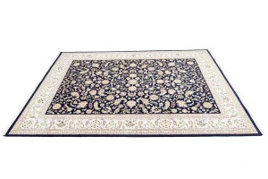 Dark Navy Floral 10X14 Indo-Nain Oriental Rug