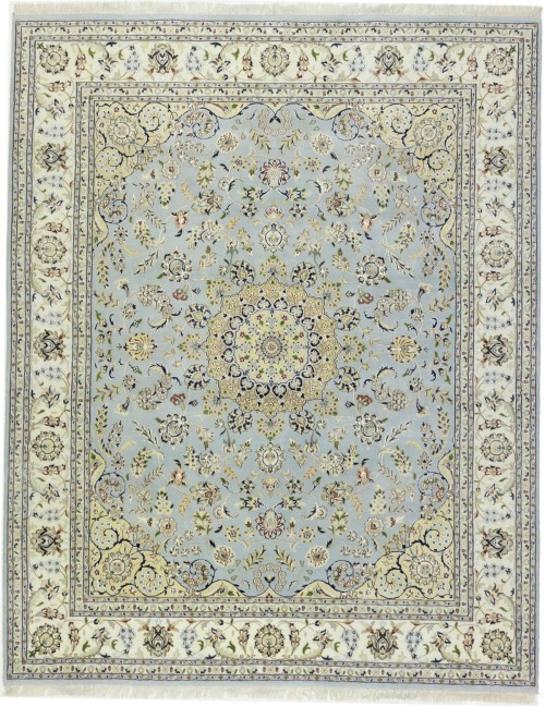 Light Blue-gray Floral 8X10 Indo-Nain Oriental Rug