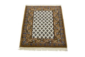 Cream Floral 2X3 Indo Botemir Oriental Rug