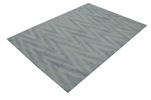 Blue & Cream Hand-Tufted 5X8 Modern Rug