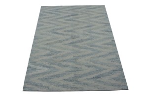 Blue & Cream Hand-Tufted 5X8 Modern Rug