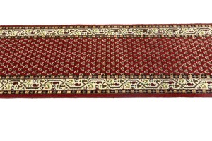 Red Floral 2'8X11'6 Indo Botemir Oriental Runner Rug