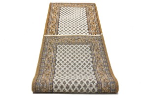 Cream Floral 3X11 Indo Botemir Oriental Runner Rug