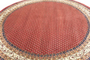 Red Floral 10X10 Indo Botemir Oriental Round Rug