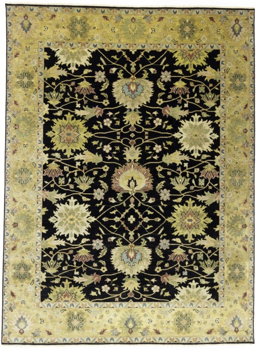 Black Floral Osh Chobi 9X12 Peshawar Oriental Rug