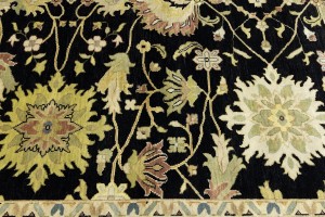 Black Floral Osh Chobi 9X12 Peshawar Oriental Rug