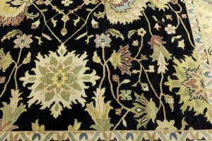 Black Floral Osh Chobi 9X12 Peshawar Oriental Rug