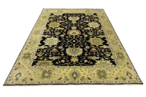 Black Floral Osh Chobi 9X12 Peshawar Oriental Rug