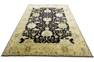 Black Floral Osh Chobi 9X12 Peshawar Oriental Rug
