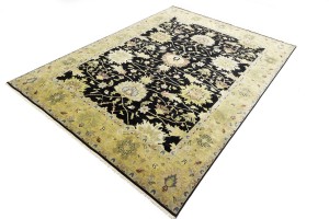Black Floral Osh Chobi 9X12 Peshawar Oriental Rug