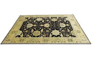Black Floral Osh Chobi 9X12 Peshawar Oriental Rug
