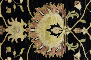 Black Floral Osh Chobi 9X12 Peshawar Oriental Rug