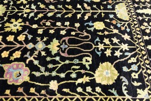 Black Floral 9X12 Osh Chobi Oriental Rug