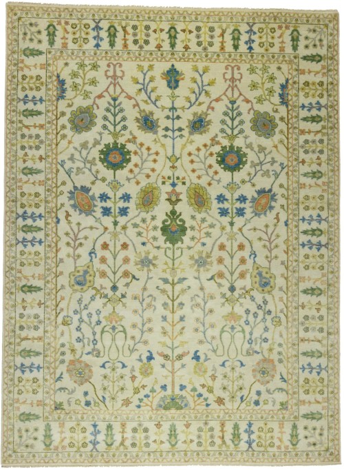 Ivory Floral 9X12 Osh Chobi Oriental Rug