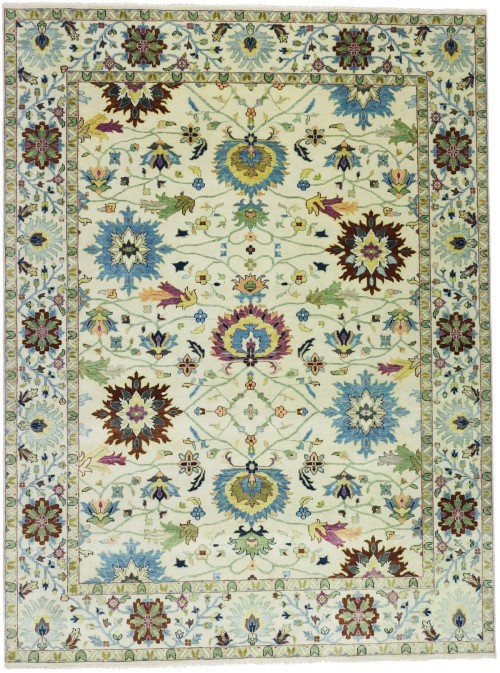 Cream Floral Osh Chobi 9X12 Peshawar Oriental Rug