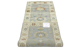 Blue-gray Floral Osh Chobi 3X8 Peshawar Oriental Runner Rug