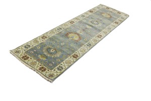 Blue-gray Floral Osh Chobi 3X8 Peshawar Oriental Runner Rug