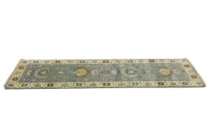 Blue-gray Floral Osh Chobi 3X8 Peshawar Oriental Runner Rug