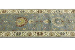 Blue-gray Floral Osh Chobi 3X8 Peshawar Oriental Runner Rug