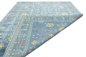 Blue Floral 10X14 Osh Chobi Oriental Rug